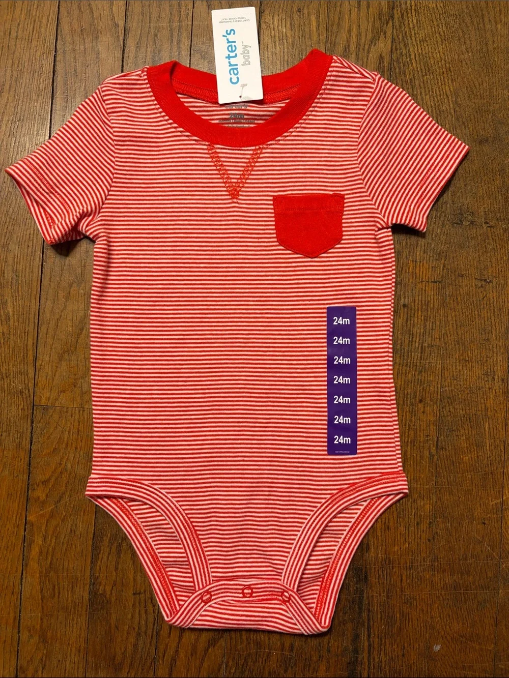 Carter's Red & Navy Striped Baby Onesie Duo